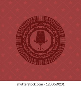 office chair icon inside red emblem. Vintage.