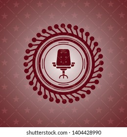 office chair icon inside red icon or emblem