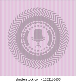 office chair icon inside retro pink emblem