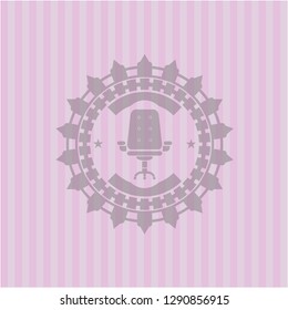 office chair icon inside retro pink emblem