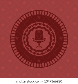 office chair icon inside retro red emblem