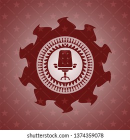 office chair icon inside retro red emblem