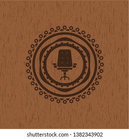 office chair icon inside retro style wooden emblem