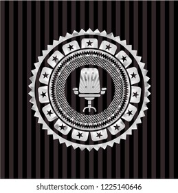 office chair icon inside silver badge or emblem