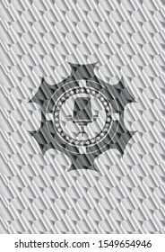 office chair icon inside silver badge. Scales pattern. Vector Illustration. Detailed.