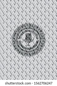 office chair icon inside silver badge or emblem. Scales pattern. Vector Illustration. Detailed.