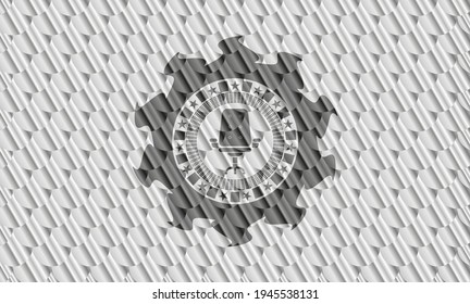 icono de silla de oficina dentro de la placa de plata o emblema. Patrón de escalas. Ilustración vectorial. Detallado. 