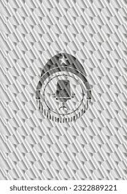 office chair icon inside silver emblem or badge. Scales pattern. Vector Illustration. Detailed. 