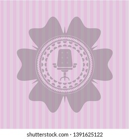 office chair icon inside vintage pink emblem