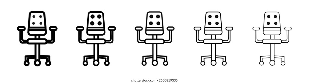 Vector aislado del icono de la silla de la oficina en el sistema blanco del fondo