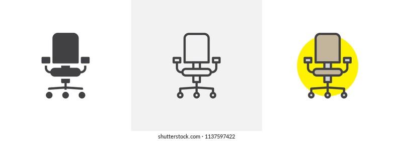 Office chair icon. Line, solid and filled outline colorful version, outline and filled vector sign. Symbol, logo illustration. Different style icons set. Pixel perfect vector graphics