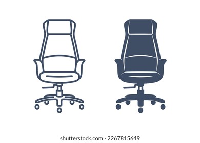 Office chair icon. Linear icon and glyphicon. Manager equipment. Armchair. Vector isolated illustrations