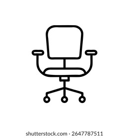 Office chair icon on background with armrests wheels furniture seat