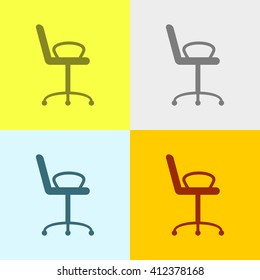 Office Chair Icon on Four Different Backgrounds. Eps-10.