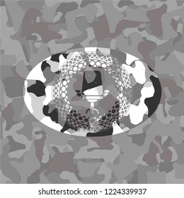 office chair icon on grey camouflaged texture