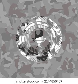 office chair icon on grey camouflage texture. 