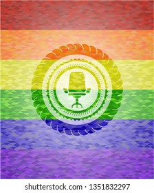 office chair icon on mosaic background with the colors of the LGBT flag