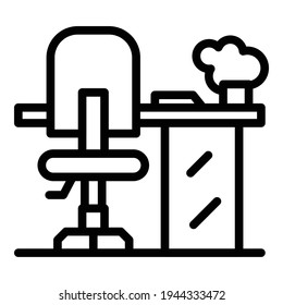 Icono de silla de Office. Icono del vector de la silla de oficina de esquema para diseño web aislado en fondo blanco