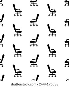 Office Chair Icon Seamless Pattern, Office Furniture Icon, Modern Desk Swivel Chair Vector Art Illustration