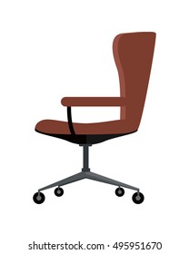 Office chair icon symbol isolated on white. Retro piece of furniture. Editable items in flat style for your web design. Part of series of accessories for work in office. Vector illustration