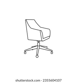 Office Chair Icon Vector, chairs for work space template line design on white background, office interior employee executive line back chair vector icon design, wooden chairs for work space, modern 