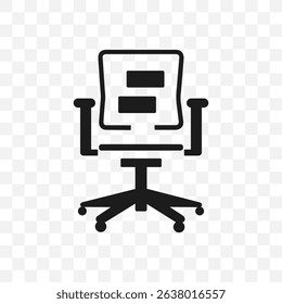 Office chair icon vector. Office chair design showcasing ergonomic features and sleek black aesthetic for modern workspaces