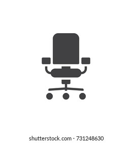 Office chair icon vector, filled flat sign, solid pictogram isolated on white. Symbol, logo illustration.