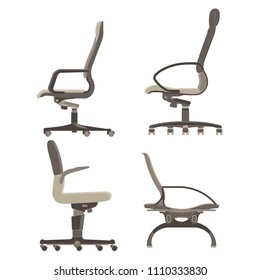 Office chair icon vector set business illustration furniture isolated design 