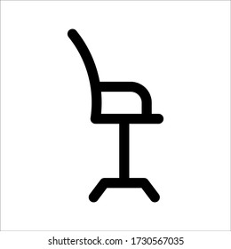 Diseño plano de la plantilla de vectores de iconos de la silla de Office en fondo blanco