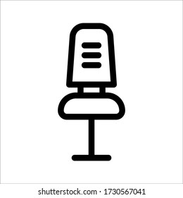 Diseño plano de la plantilla de vectores de iconos de la silla de Office en fondo blanco