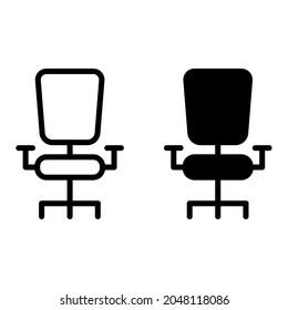 Vector de icono de silla de Office. signo de ilustración de lugar de trabajo. símbolo de confort.