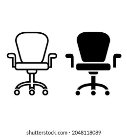 Vector de icono de silla de Office. signo de ilustración de lugar de trabajo. símbolo de confort.