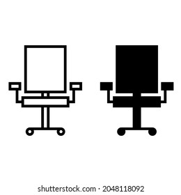 Vector de icono de silla de Office. signo de ilustración de lugar de trabajo. símbolo de confort.