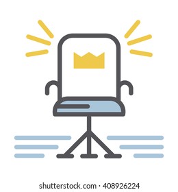 Office chair icon vector.Vector illustration of thin line icon office armchair with the crown isolated on a white background. Be the boss