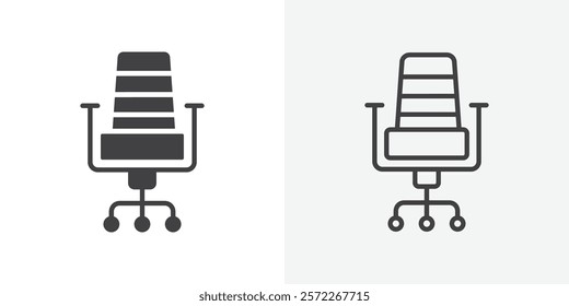 Office chair icons. flat and line style set