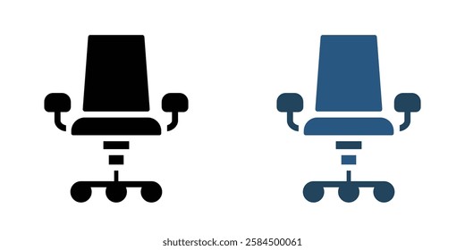 Office chair icons pack in black and colored version