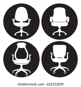 Office chair icons set. Black on a white background