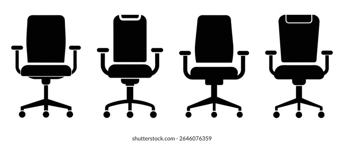 Office chair icons set ergonomic furniture vector design	