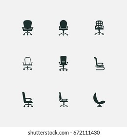 office chair icons set vector