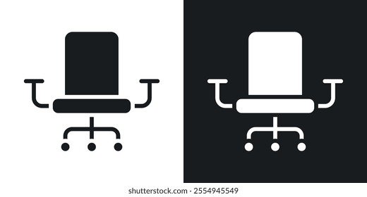 Office chair icons in solid black and white colors