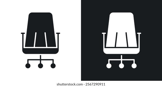 Office chair icons in solid black and white colors
