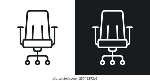 Office chair icons in thin black and white stroke liner style