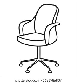 Office chair illustrated in continuous line art style for minimalist interior design concepts modern workspaces ergonomic furniture themes or artistic office decor ideas