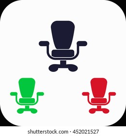 Office chair Illustration set. Blue, green, red icon.