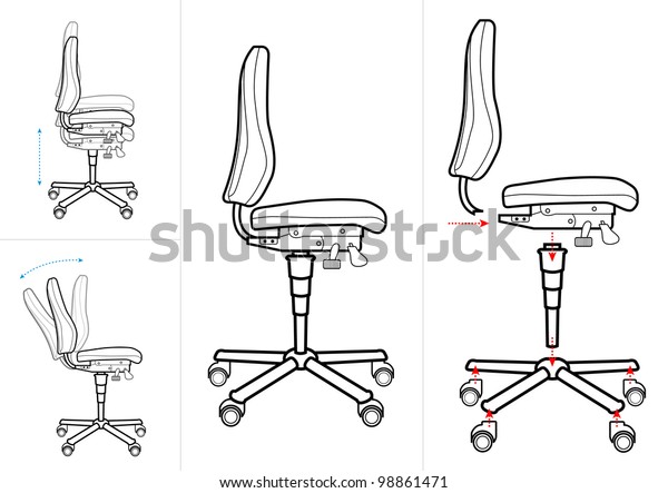 Office Chair Instructions Drawing Stock Vector (Royalty Free) 98861471