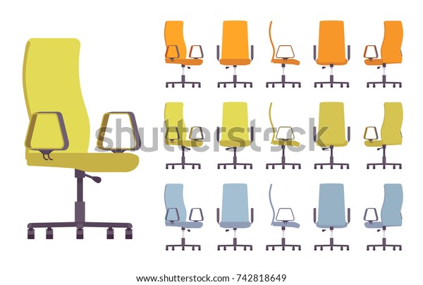 Office Chair Interior Set Computer Furniture Stock Vector Royalty