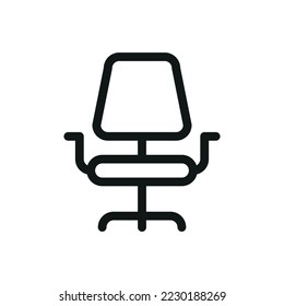 Office chair isolated icon, office furniture outline vector icon with editable stroke