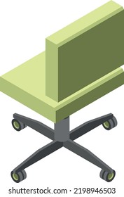 Office chair isometric icon. Green work seat