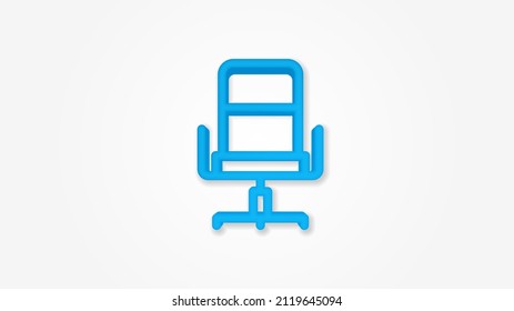 office chair line flat icon. Realistic vector symbol colorful transparent shadow design
