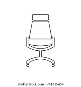 Office chair line. Flat vector. Black and white design.